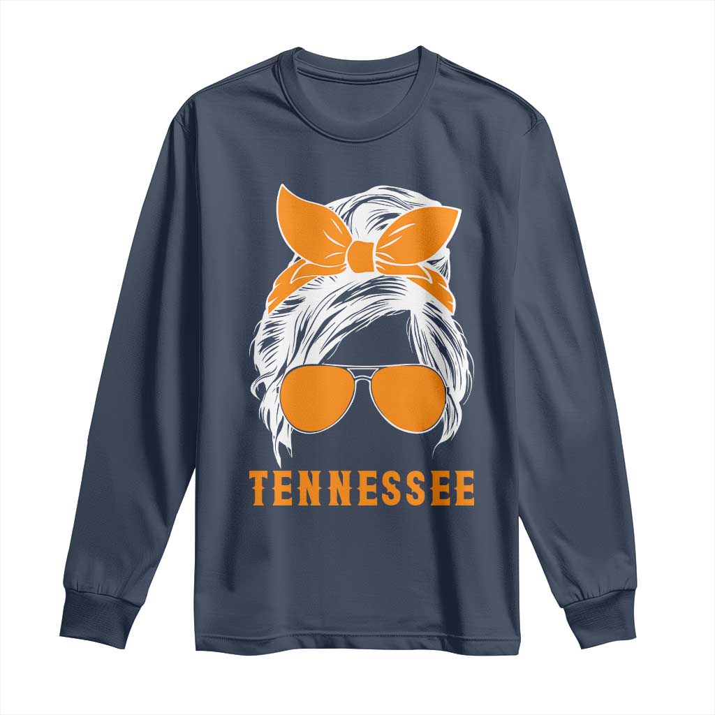 Tennessee Fan Long Sleeve Shirt Volunteers College Football Lover Game Day Messy Bun - Wonder Print Shop