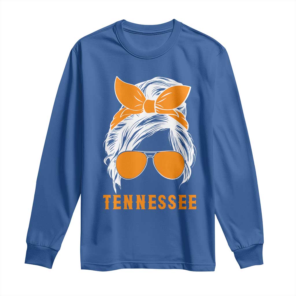 Tennessee Fan Long Sleeve Shirt Volunteers College Football Lover Game Day Messy Bun - Wonder Print Shop