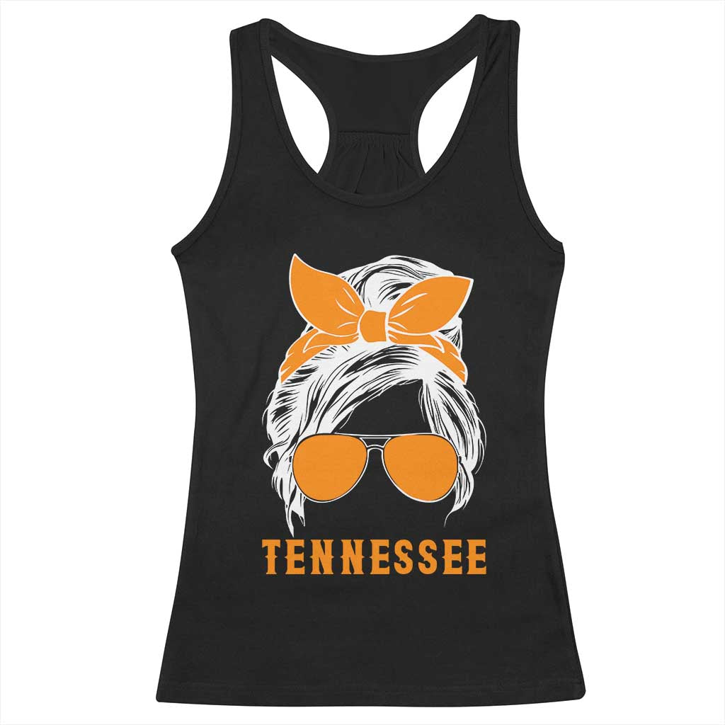 Tennessee Fan Racerback Tank Top Volunteers College Football Lover Game Day Messy Bun - Wonder Print Shop