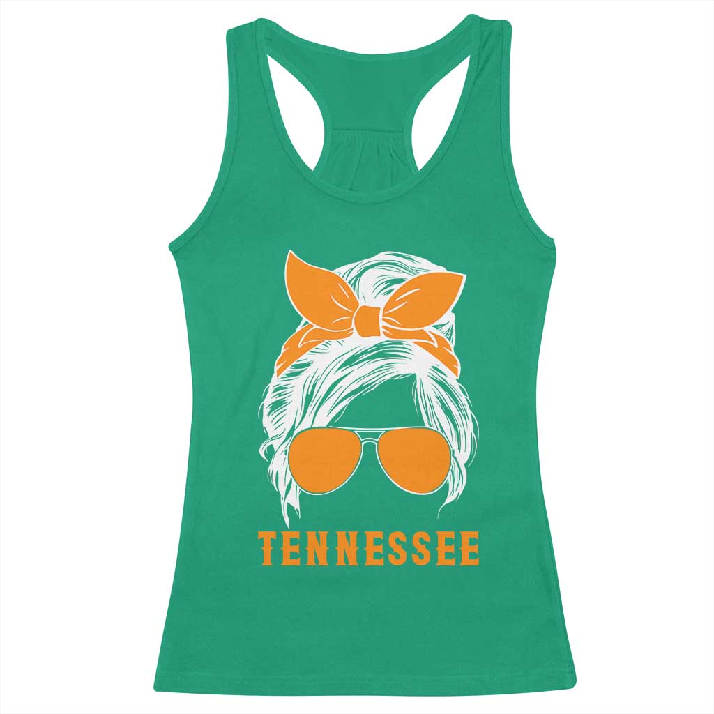 Tennessee Fan Racerback Tank Top Volunteers College Football Lover Game Day Messy Bun - Wonder Print Shop