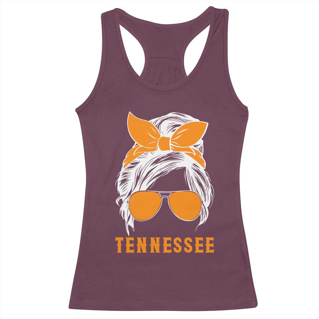 Tennessee Fan Racerback Tank Top Volunteers College Football Lover Game Day Messy Bun - Wonder Print Shop