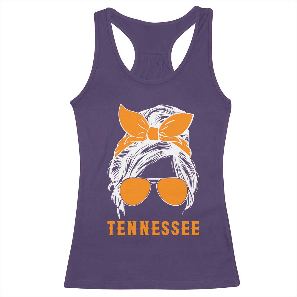 Tennessee Fan Racerback Tank Top Volunteers College Football Lover Game Day Messy Bun - Wonder Print Shop