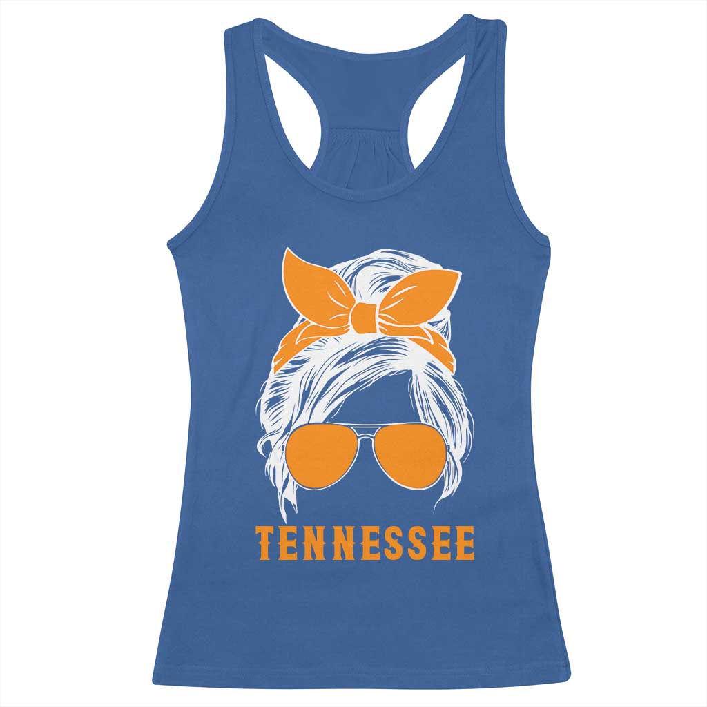 Tennessee Fan Racerback Tank Top Volunteers College Football Lover Game Day Messy Bun - Wonder Print Shop