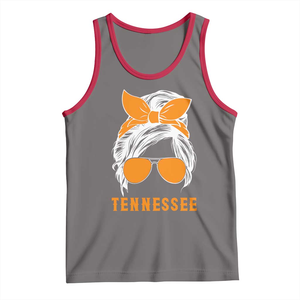 Tennessee Fan Tank Top Volunteers College Football Lover Game Day Messy Bun - Wonder Print Shop