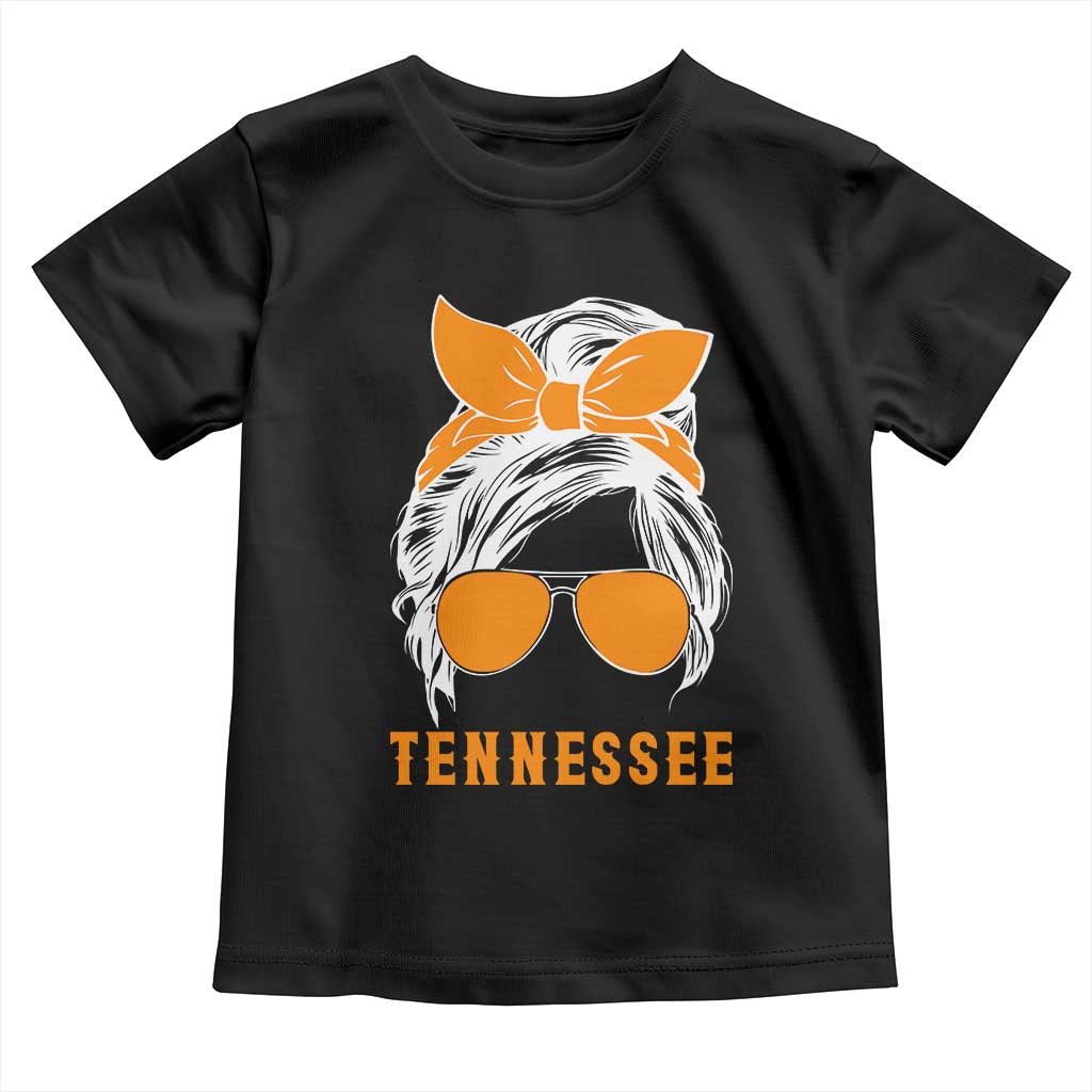 Tennessee Fan Toddler T Shirt Volunteers College Football Lover Game Day Messy Bun - Wonder Print Shop