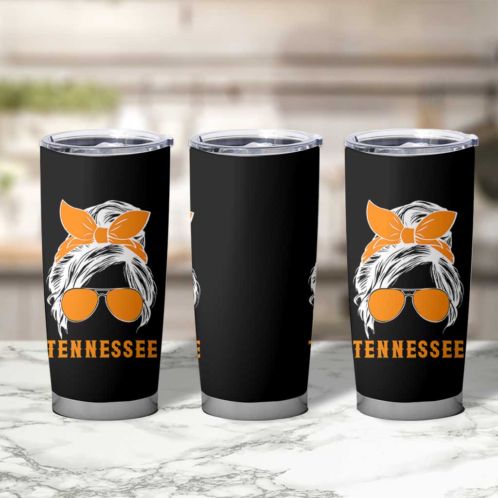 Tennessee Fan Tumbler Cup Volunteers College Football Lover Game Day Messy Bun - Wonder Print Shop