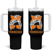 Tennessee Fan Tumbler With Handle Volunteers College Football Lover Game Day Messy Bun - Wonder Print Shop