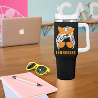 Tennessee Fan Tumbler With Handle Volunteers College Football Lover Game Day Messy Bun - Wonder Print Shop
