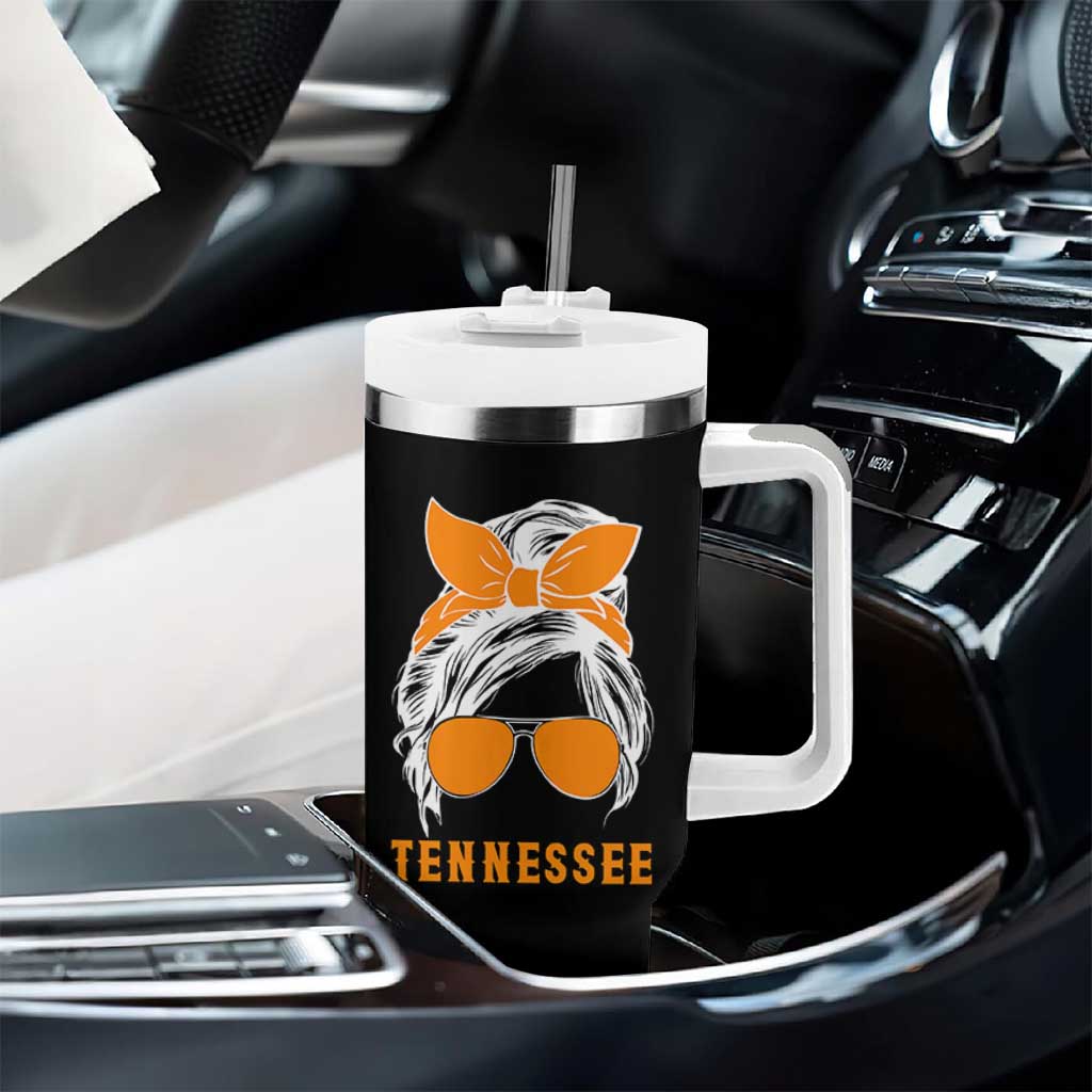 Tennessee Fan Tumbler With Handle Volunteers College Football Lover Game Day Messy Bun - Wonder Print Shop