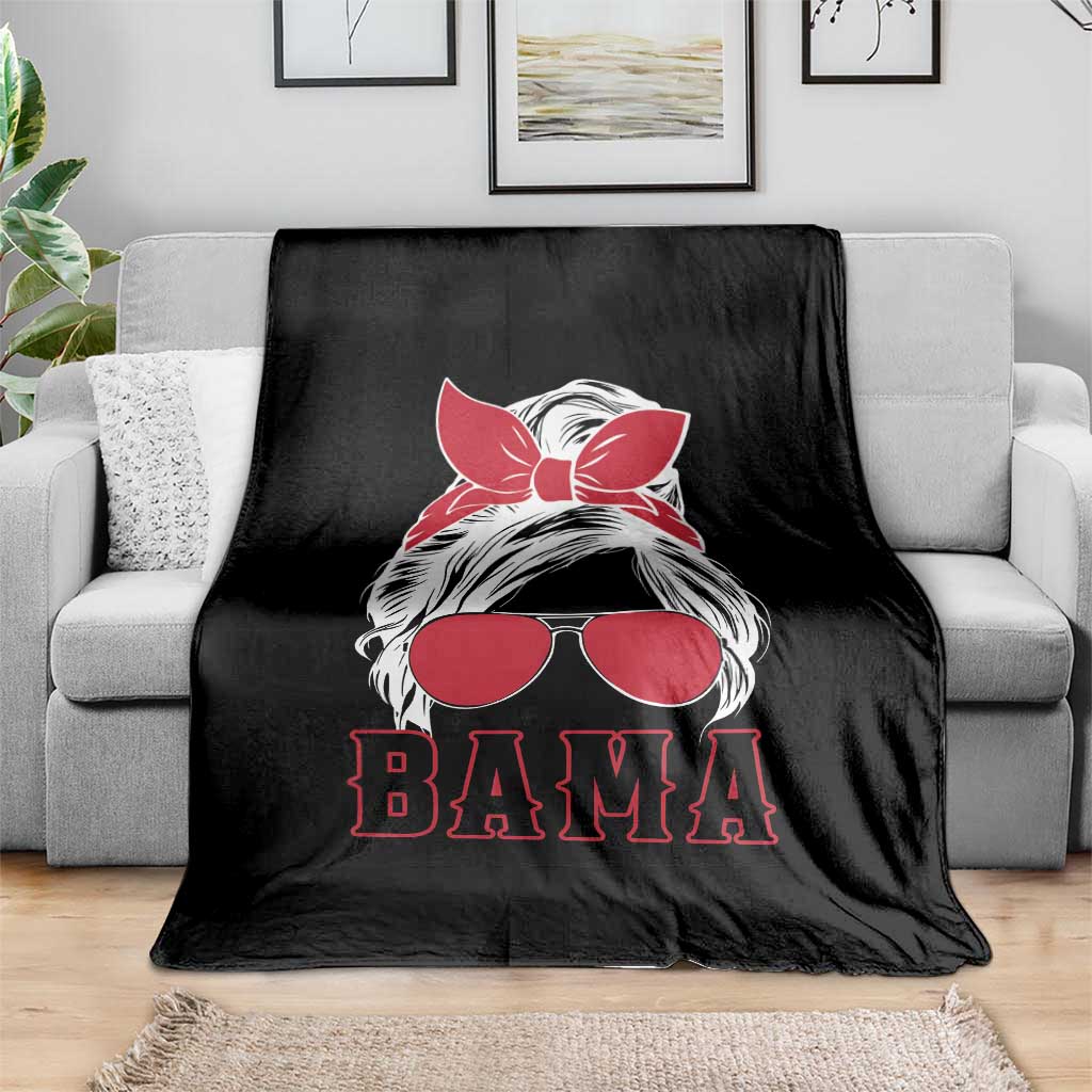 Alabama Fan Throw Blanket Bama Football Lover Game Day Messy Bun - Wonder Print Shop