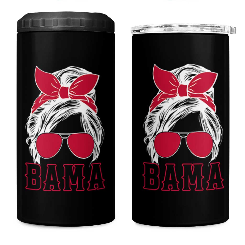 Alabama Fan 4 in 1 Can Cooler Tumbler Bama Football Lover Game Day Messy Bun - Wonder Print Shop