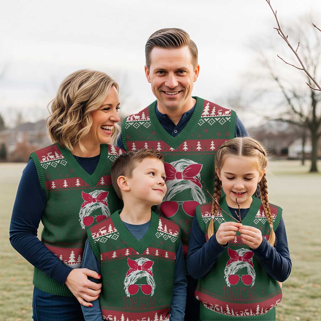 Alabama Fan V-Neck Knit Sweater Vest Bama Football Lover Game Day Messy Bun - Wonder Print Shop