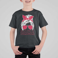Alabama Fan T Shirt For Kid Bama Football Lover Game Day Messy Bun - Wonder Print Shop