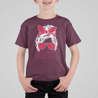 Alabama Fan T Shirt For Kid Bama Football Lover Game Day Messy Bun - Wonder Print Shop