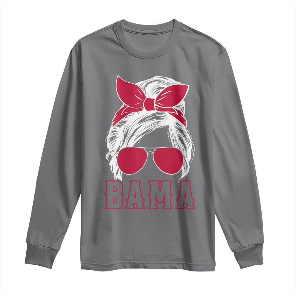 Alabama Fan Long Sleeve Shirt Bama Football Lover Game Day Messy Bun - Wonder Print Shop