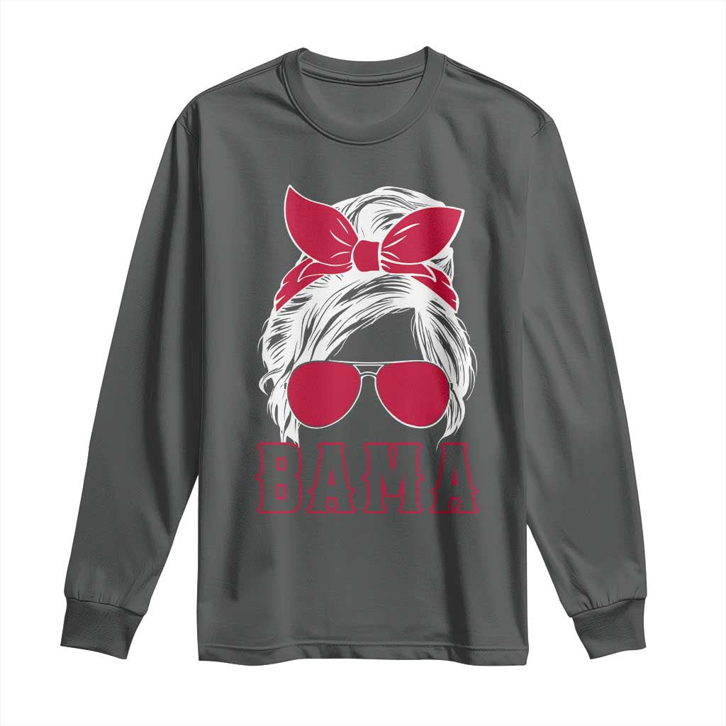 Alabama Fan Long Sleeve Shirt Bama Football Lover Game Day Messy Bun - Wonder Print Shop
