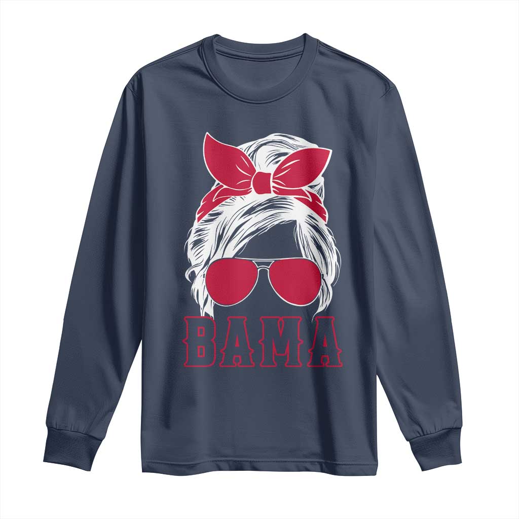 Alabama Fan Long Sleeve Shirt Bama Football Lover Game Day Messy Bun - Wonder Print Shop
