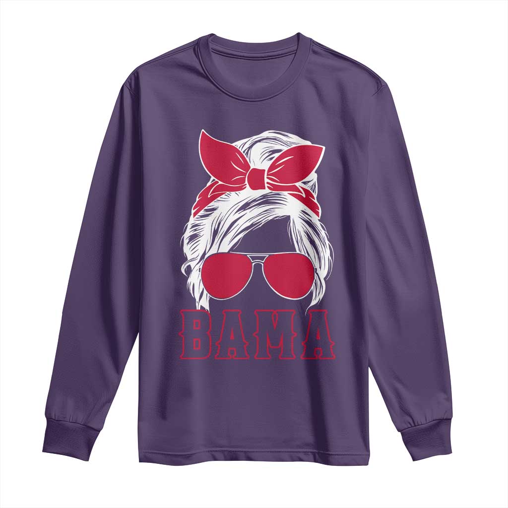 Alabama Fan Long Sleeve Shirt Bama Football Lover Game Day Messy Bun - Wonder Print Shop