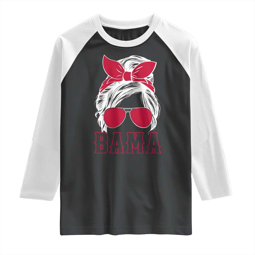 Alabama Fan Raglan Shirt Bama Football Lover Game Day Messy Bun - Wonder Print Shop