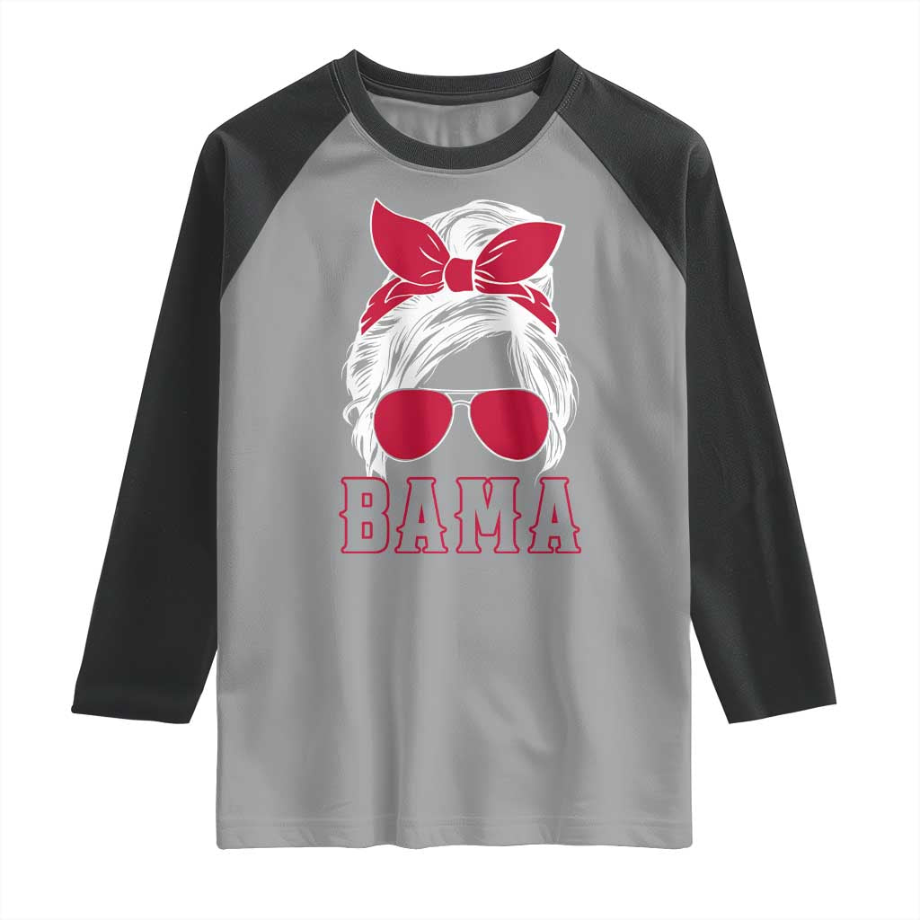 Alabama Fan Raglan Shirt Bama Football Lover Game Day Messy Bun - Wonder Print Shop