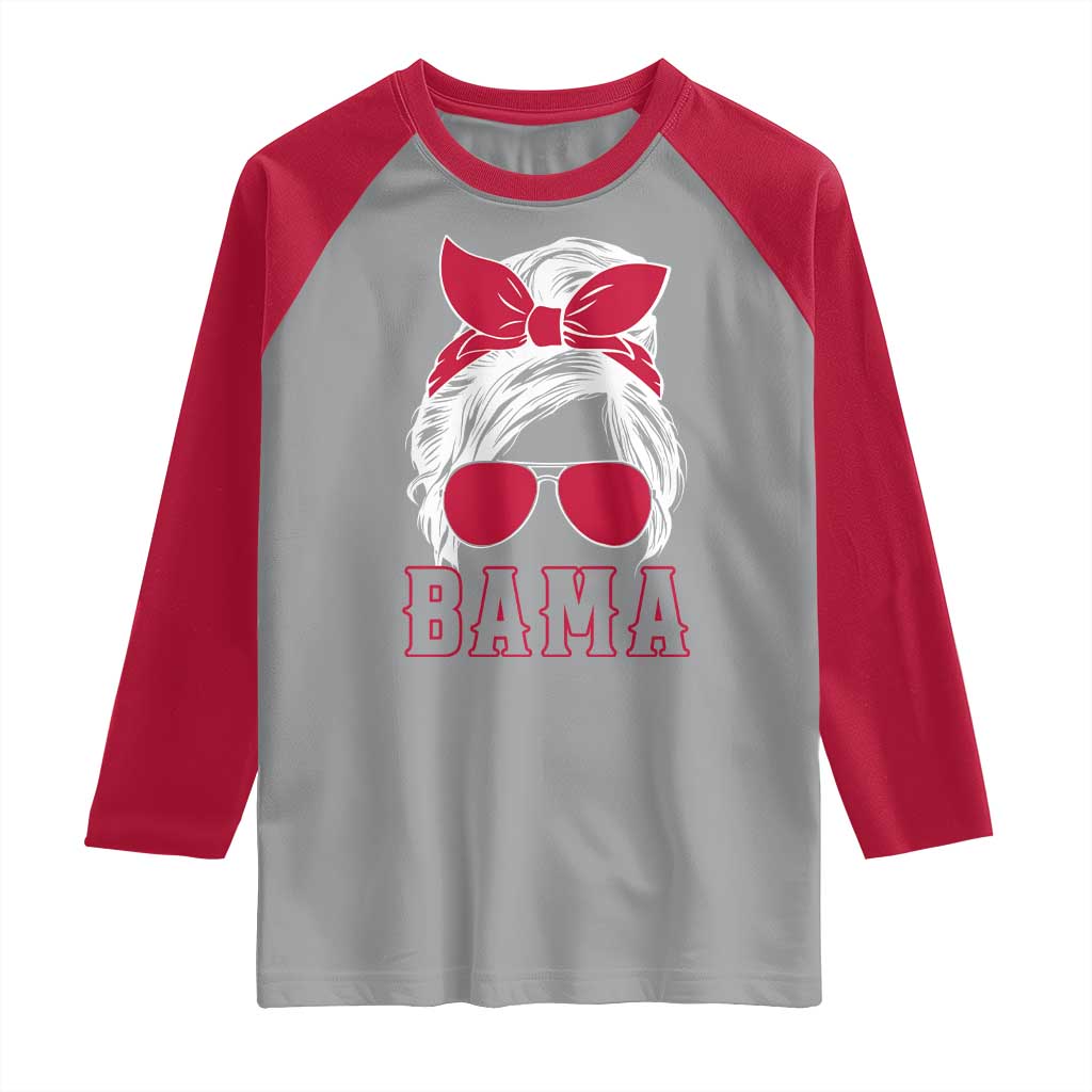 Alabama Fan Raglan Shirt Bama Football Lover Game Day Messy Bun - Wonder Print Shop