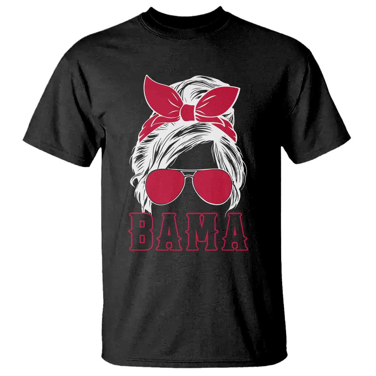 Alabama Fan T Shirt Bama Football Lover Game Day Messy Bun - Wonder Print Shop