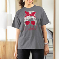 Alabama Fan T Shirt For Women Bama Football Lover Game Day Messy Bun - Wonder Print Shop