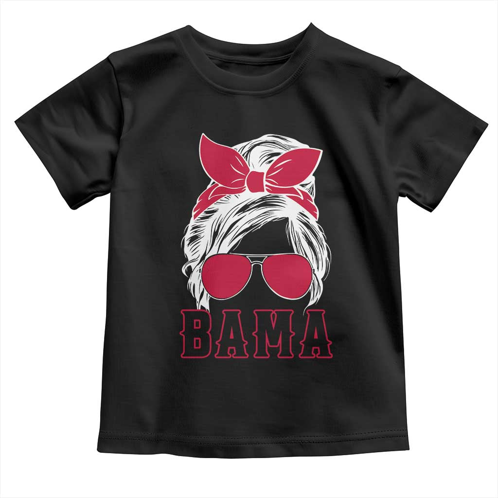 Alabama Fan Toddler T Shirt Bama Football Lover Game Day Messy Bun - Wonder Print Shop