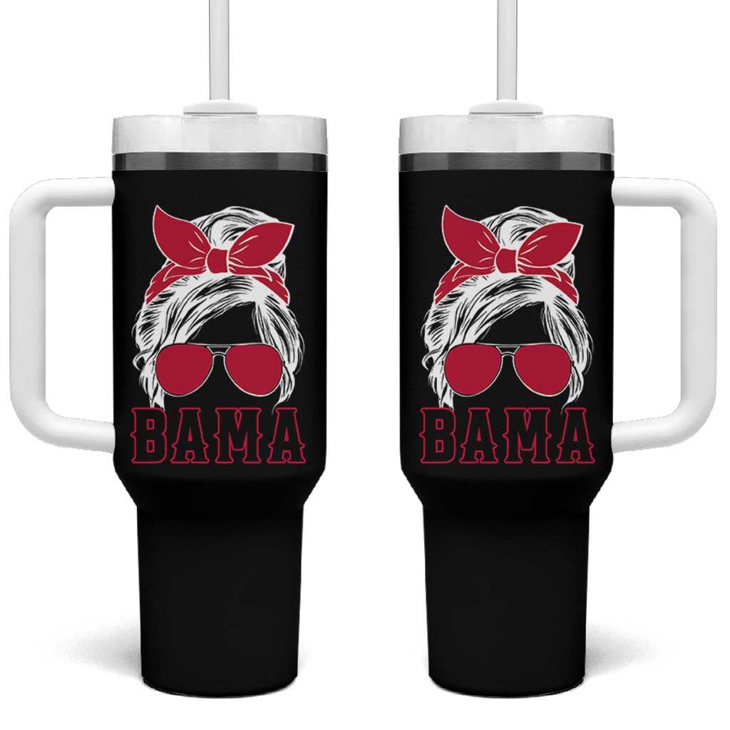 Alabama Fan Tumbler With Handle Bama Football Lover Game Day Messy Bun - Wonder Print Shop