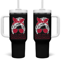 Alabama Fan Tumbler With Handle Bama Football Lover Game Day Messy Bun - Wonder Print Shop