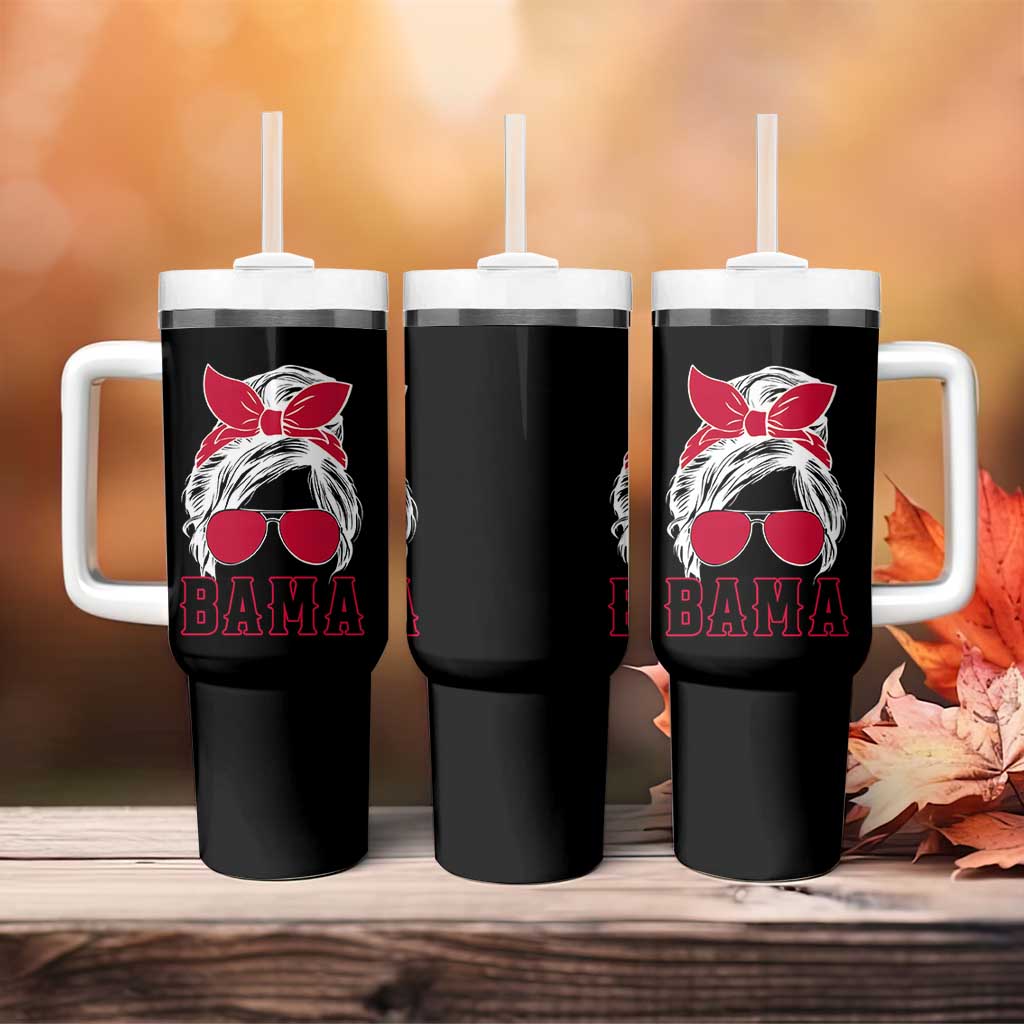 Alabama Fan Tumbler With Handle Bama Football Lover Game Day Messy Bun - Wonder Print Shop