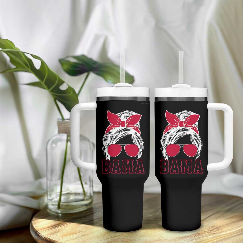 Alabama Fan Tumbler With Handle Bama Football Lover Game Day Messy Bun - Wonder Print Shop