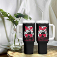 Alabama Fan Tumbler With Handle Bama Football Lover Game Day Messy Bun - Wonder Print Shop
