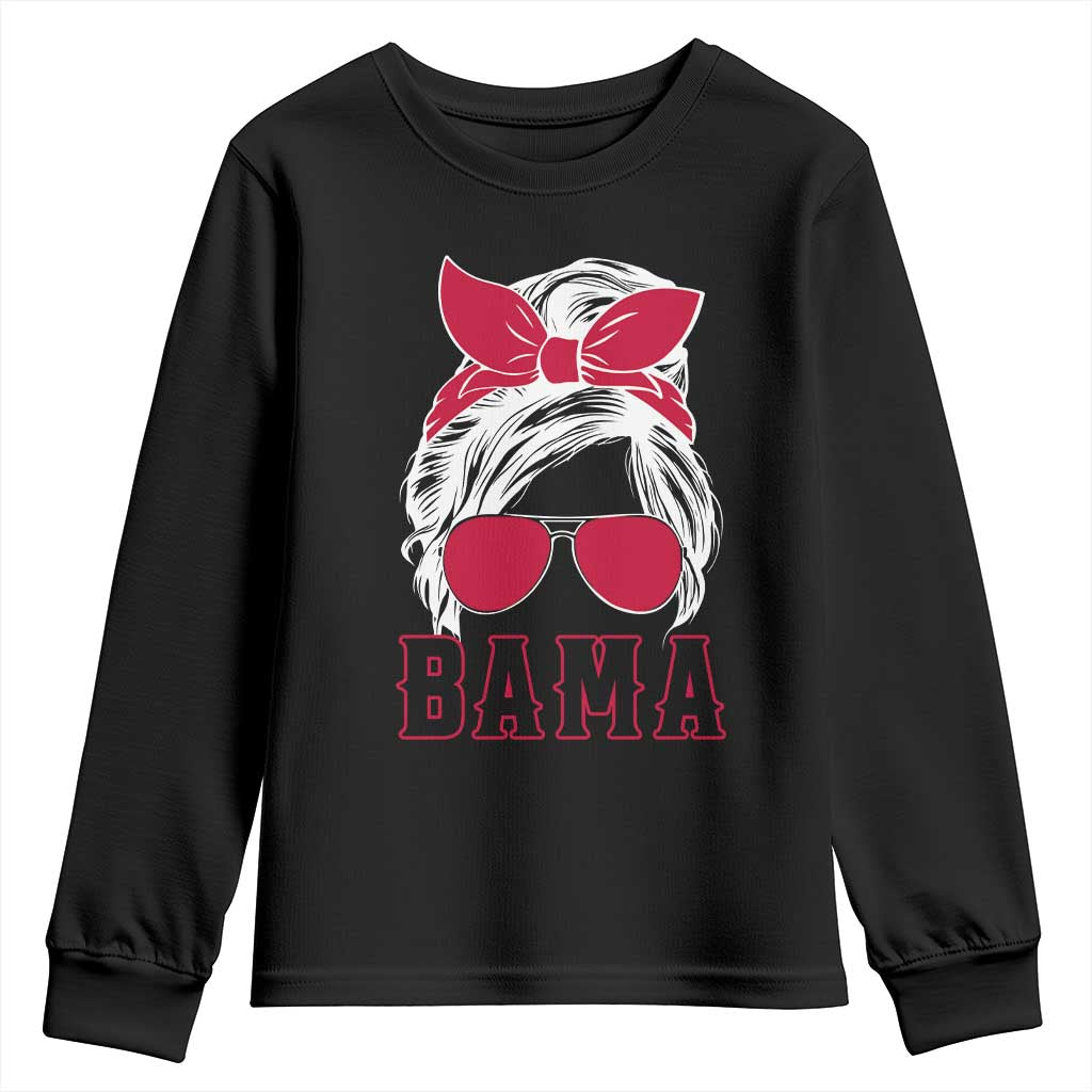 Alabama Fan Youth Sweatshirt Bama Football Lover Game Day Messy Bun - Wonder Print Shop
