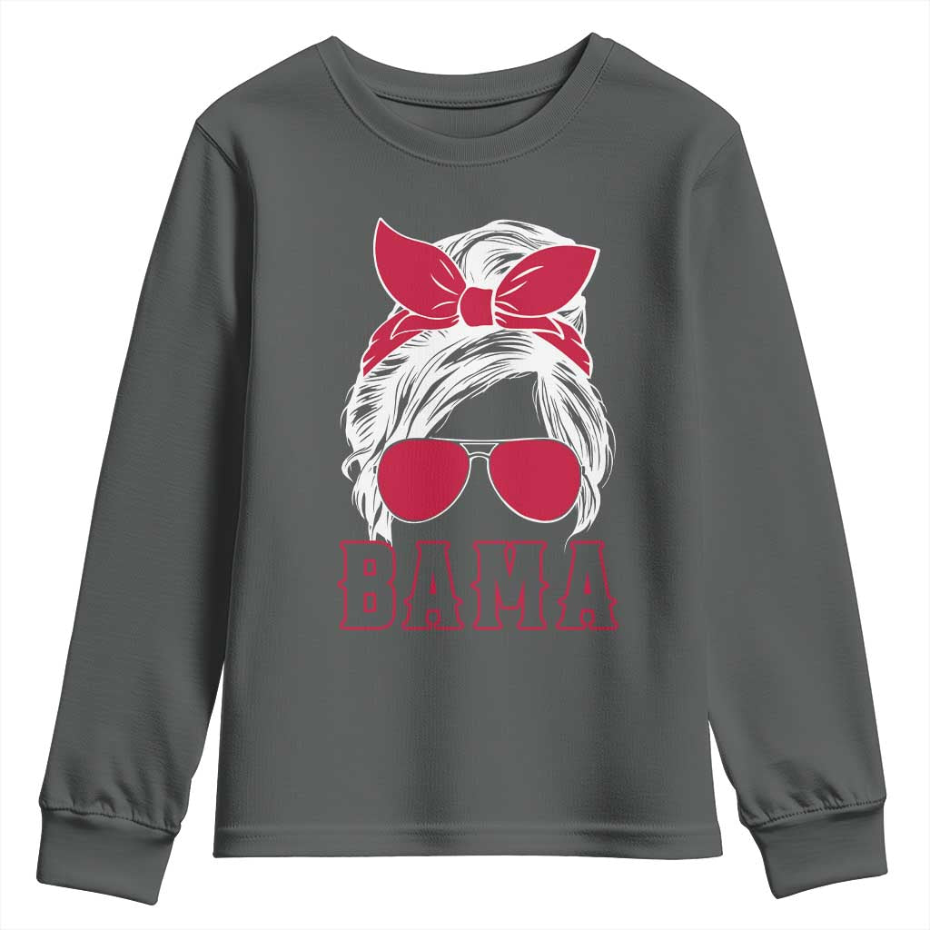 Alabama Fan Youth Sweatshirt Bama Football Lover Game Day Messy Bun - Wonder Print Shop