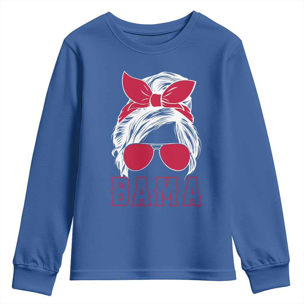 Alabama Fan Youth Sweatshirt Bama Football Lover Game Day Messy Bun - Wonder Print Shop