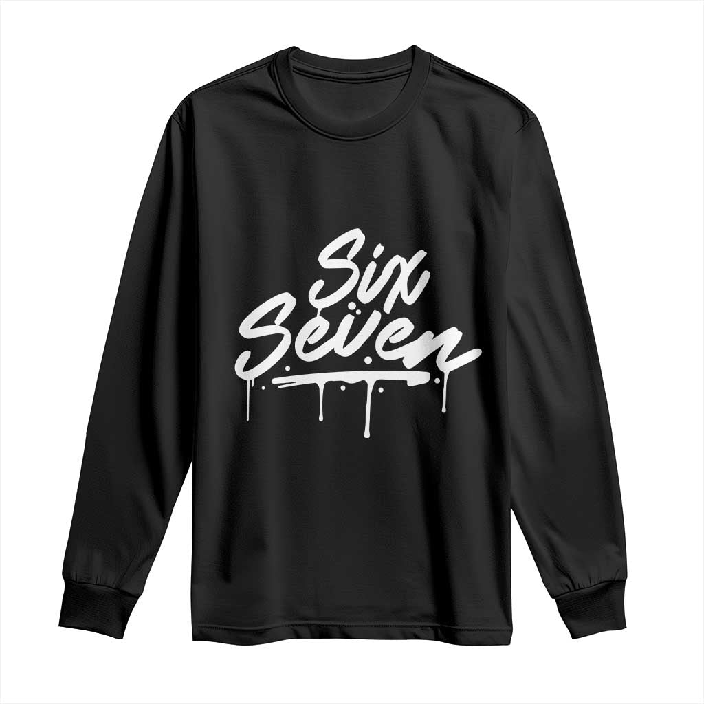 Fun Six Seven Meme Long Sleeve Shirt Funny 6 7 Meme Gen Alpha Slang Streetwear - Wonder Print Shop
