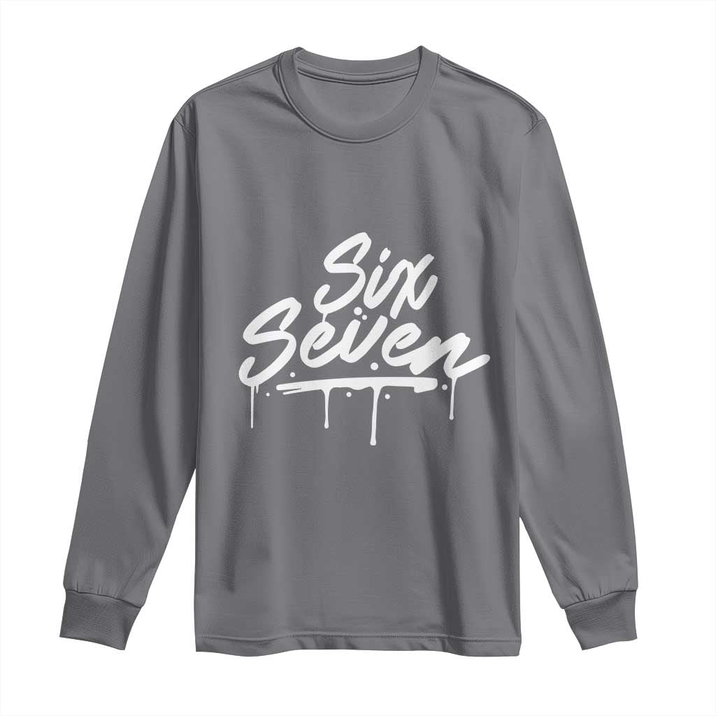 Fun Six Seven Meme Long Sleeve Shirt Funny 6 7 Meme Gen Alpha Slang Streetwear - Wonder Print Shop