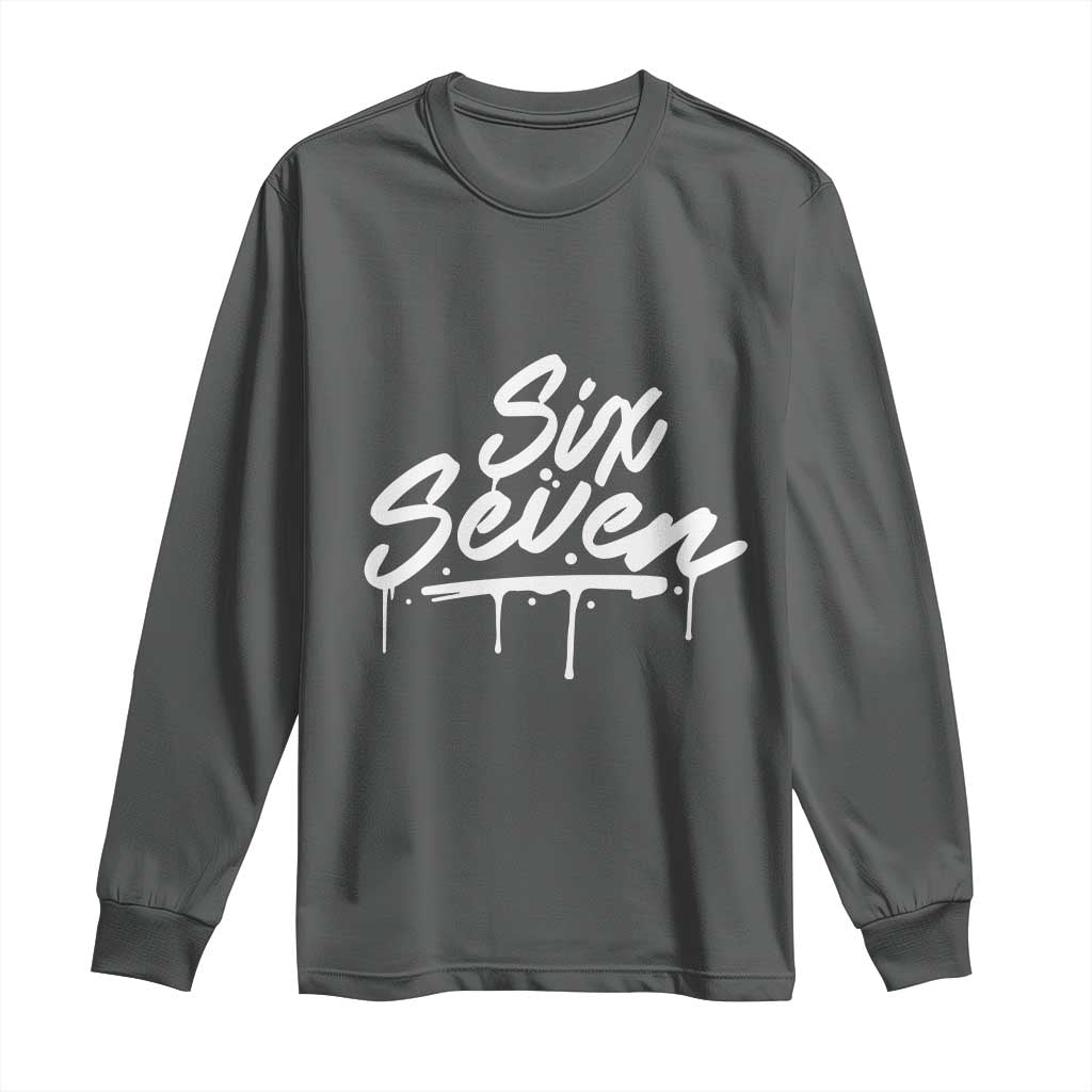 Fun Six Seven Meme Long Sleeve Shirt Funny 6 7 Meme Gen Alpha Slang Streetwear - Wonder Print Shop