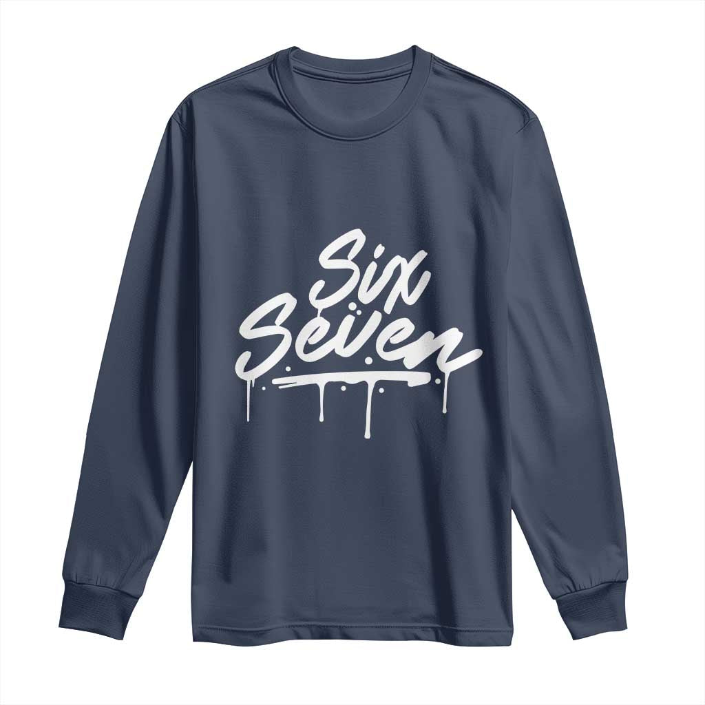 Fun Six Seven Meme Long Sleeve Shirt Funny 6 7 Meme Gen Alpha Slang Streetwear - Wonder Print Shop