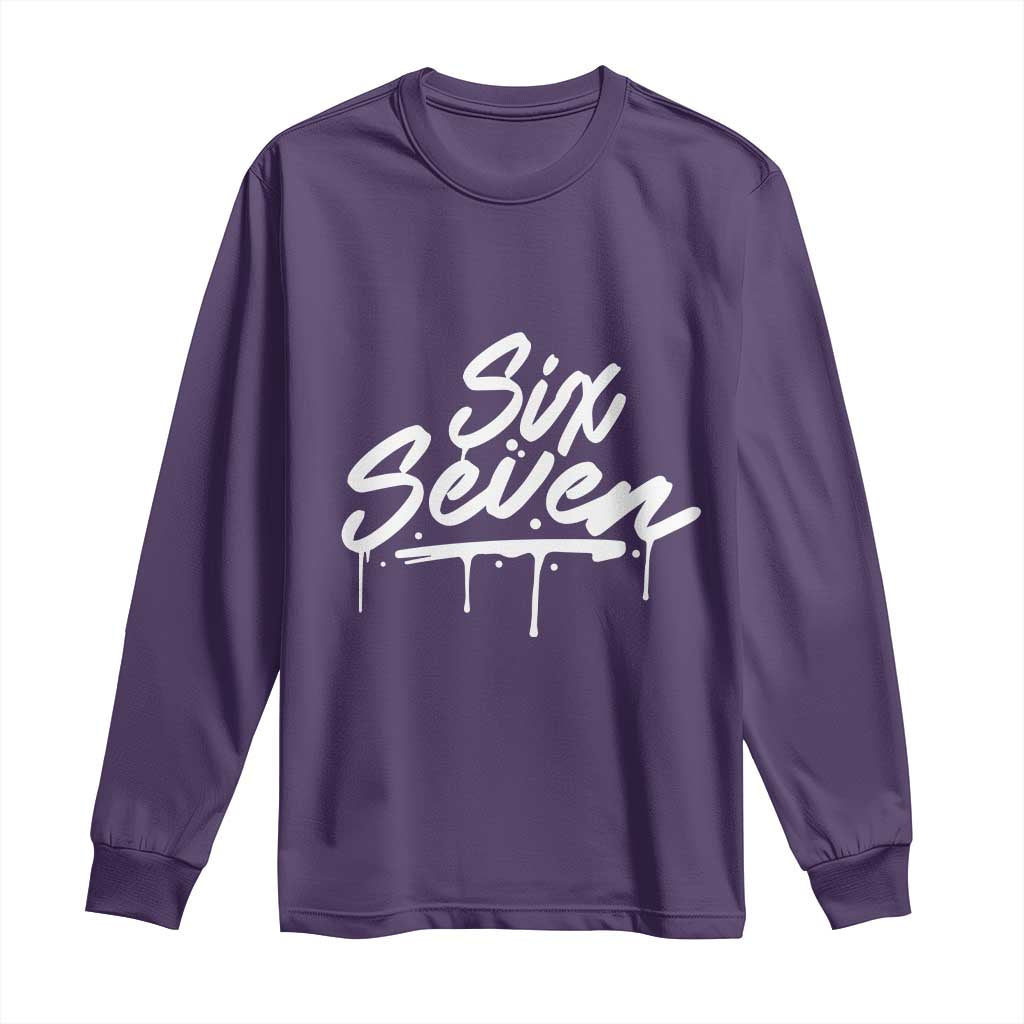 Fun Six Seven Meme Long Sleeve Shirt Funny 6 7 Meme Gen Alpha Slang Streetwear - Wonder Print Shop