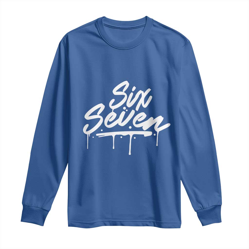 Fun Six Seven Meme Long Sleeve Shirt Funny 6 7 Meme Gen Alpha Slang Streetwear - Wonder Print Shop