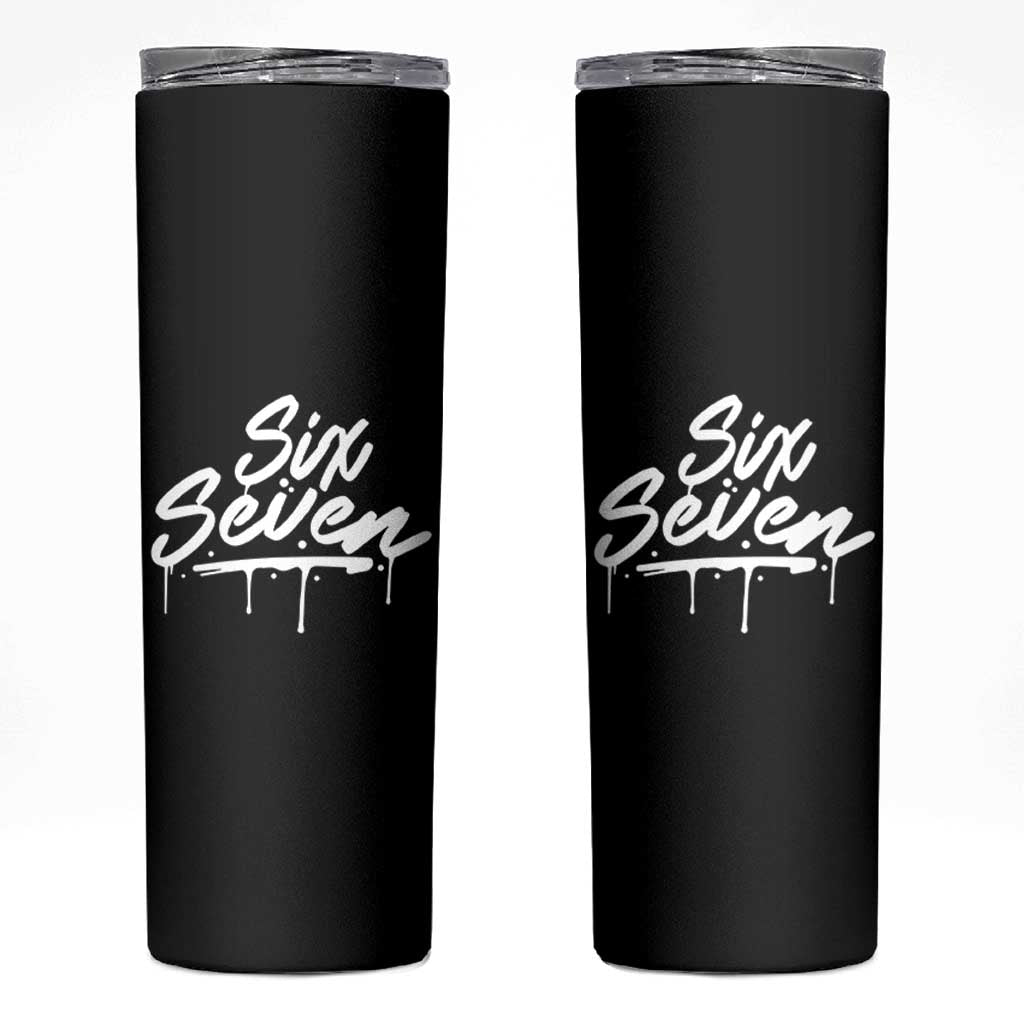 Fun Six Seven Meme Skinny Tumbler Funny 6 7 Meme Gen Alpha Slang Streetwear - Wonder Print Shop