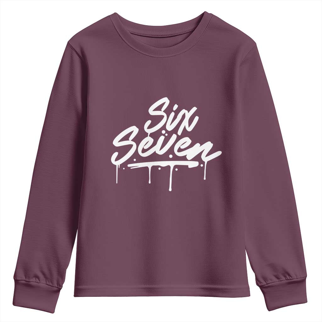 Fun Six Seven Meme Youth Sweatshirt Funny 6 7 Meme Gen Alpha Slang Streetwear - Wonder Print Shop