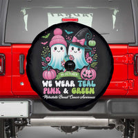 Metastatic Breast Cancer Awareness Ghost Spare Tire Cover Halloween Green Teal Pink Ribbon - Wonder Print Shop