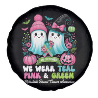 Metastatic Breast Cancer Awareness Ghost Spare Tire Cover Halloween Green Teal Pink Ribbon - Wonder Print Shop