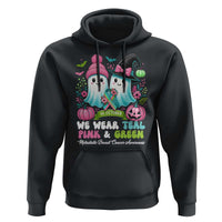 Metastatic Breast Cancer Awareness Ghost Hoodie Halloween Green Teal Pink Ribbon - Wonder Print Shop