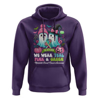 Metastatic Breast Cancer Awareness Ghost Hoodie Halloween Green Teal Pink Ribbon - Wonder Print Shop