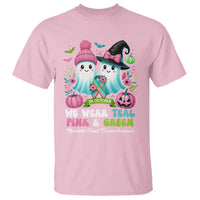 Metastatic Breast Cancer Awareness Ghost T Shirt Halloween Green Teal Pink Ribbon - Wonder Print Shop