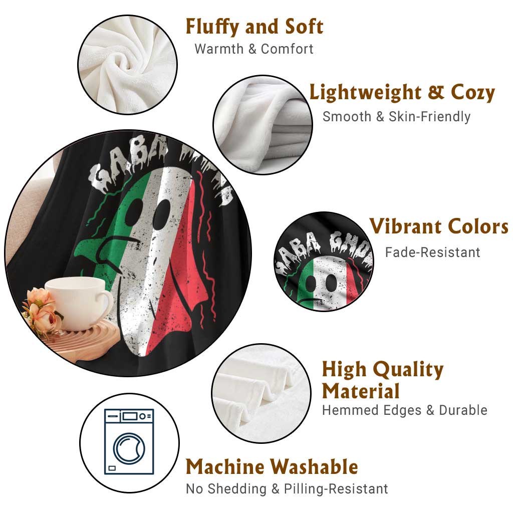 Gabagool Ghost Italian Throw Blanket Funny Halloween Costume Gaba Ghoul Pun - Wonder Print Shop